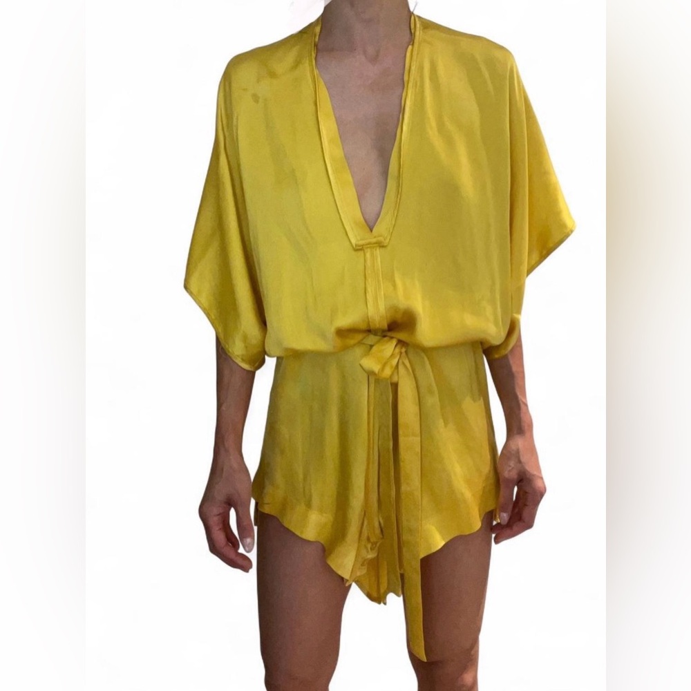 Vintage Yellow Silk Convertible Romper/Mini size 10